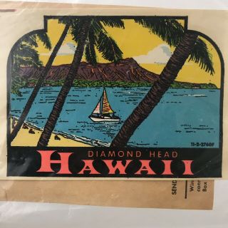 Vintage Diamond Head Hawaii Decal Impko Sailboat Travel Souvenir Usa