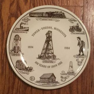 Tower - Soudan Minnesota Mn Vintage Display Plate 100 Years Iron Ore Detailed