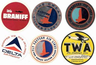 Usa Eastern Airlines Twa Delta Braniff United Stickers / Labels X 6