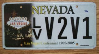 Single Nevada License Plate - 2005 - Lv V2v1 - Las Vegas Centennial