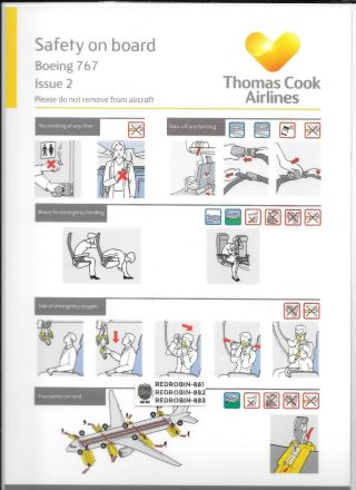 Thomas Cook Boeing 767 Issue 2 Safety Card
