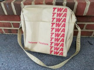 Vintage Twa Getaway Vacations Shoulder Travel Bag 1970 