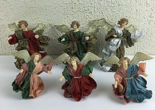 Trim A Home Set Of 6 Paper Mache Angels Ornaments Xmas