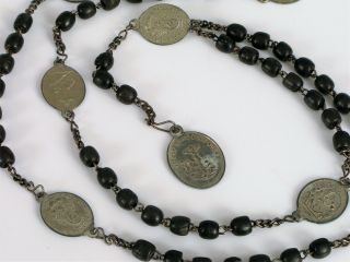 Antique Rosary Jesus Christ Pendant Necklace Crucifix Saints Beads Religious