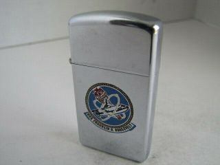 Uss Franklin D.  Roosevelt Chrome Slim Zippo Lighter 1969 Us Military Vintage