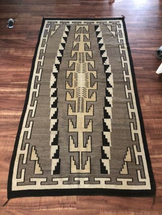 Large Native American Navajo Rug Hand Woven 90”x46” Pattern (d7)