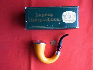 A Calabash London Meerschaum Smoking Pipe With Silver Mount,  London Hallmark