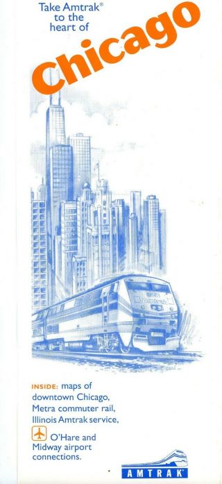 Amtrak (n.  R.  P.  C. ) Booklet And Maps,  " Take Amtrak To The Heart Of Chicago "