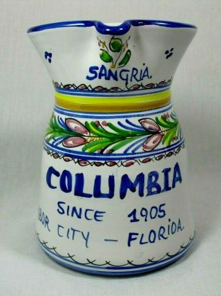 Vintage Florida Souvenir Sangria Pitcher Columbia Restaurant - Ybor City Fl.