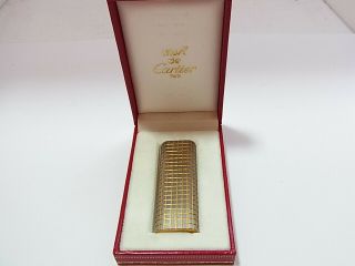 Cartier Paris Gas Lighter Oval Rare Design Plaque Or Gold Plated