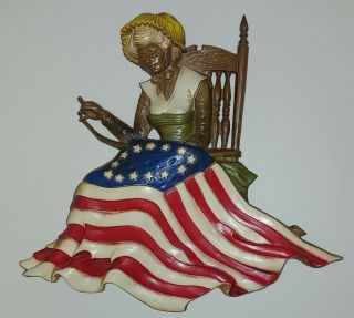 Vintage Sexton Betsy Ross Flag Metal Wall Plaque - 1970