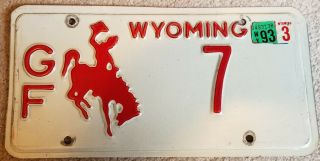 Wyoming 1993 Embossed Game And Fish License Plate