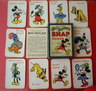 Walt Disneys Boxed Silly Symphony Mickey Mouse Snap Cards Chad Valley 1930s