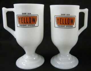 Vintage Yellow Freight Lines Trucking Systems Tractor Trailer Mug Set 1960 - 70 
