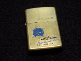 1932 - 1985 Solid Brass Zippo Lighter - Us Navy Uss Jason Ar - 8