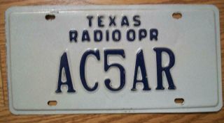 Single Texas License Plate - Ac5ar - Ham Radio Operator
