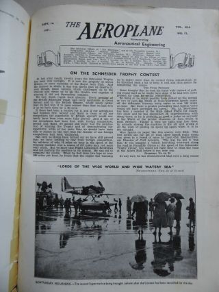 The Aeroplane Sept 16 1931,  18 Page Schneider Trophy Report.