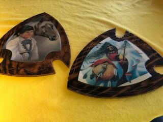 Native American Girl With Horse And Hunter In Snow Arrow Shaped Wall Decor