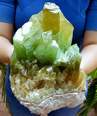 Outstanding Large 6 3/4 Inch Multi Color Green Calcite Crystal