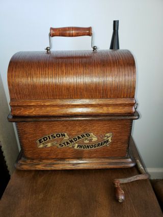 Edison Standard Phonograph W/horn & Rebuilt C Reproducer - Great