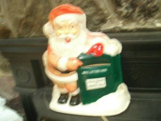 Vintage 1955 Santa With Mail Box Blow Mold Light Up Easel Or Wall Hanging Rare