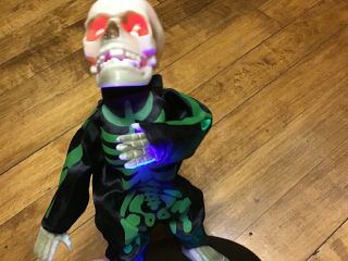 Rare Gemmy Green Skeleton Grave Raver Grovin Ghoulie Animated Halloween Prop