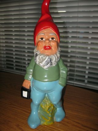 Vintage Heissner Terra - Cotta Garden Gnome With Pipe West Germany Has Tag