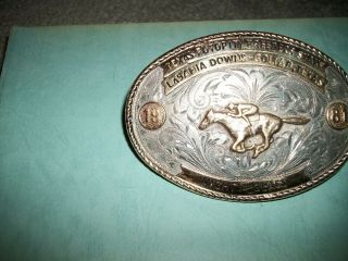 NELSON SILVIA - 1981 - 10K Gold & Sterling Silver QH Racing Belt Buckle 3
