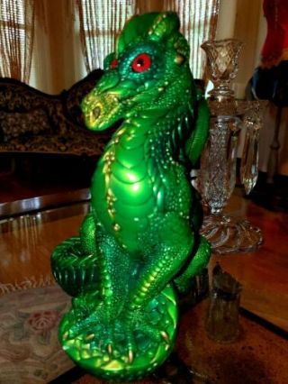 Windstone Editions Large male Dragon Emerald & gold color Jeweled Pena 86 signed 4