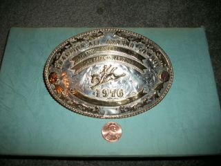 Large 1976 Sterling Silver San Carlos Az Rodeo Belt Buckle Named - Please Read