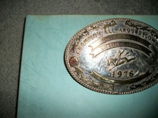 Large 1976 Sterling Silver San Carlos AZ rodeo belt buckle NAMED - PLEASE READ 2