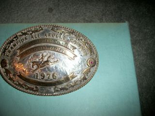 Large 1976 Sterling Silver San Carlos AZ rodeo belt buckle NAMED - PLEASE READ 3