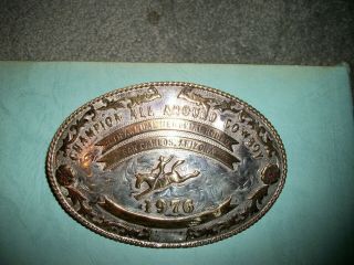 Large 1976 Sterling Silver San Carlos AZ rodeo belt buckle NAMED - PLEASE READ 4