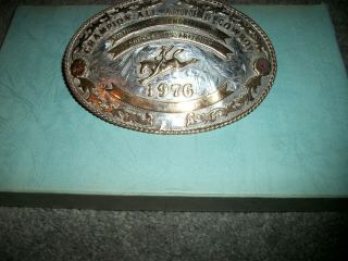 Large 1976 Sterling Silver San Carlos AZ rodeo belt buckle NAMED - PLEASE READ 5