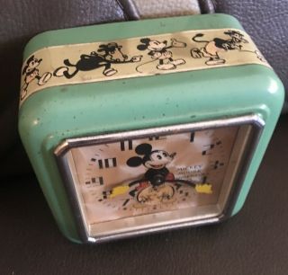 Vintage 1930 ' s Ingersoll Mickey Mouse Alarm Clock 2