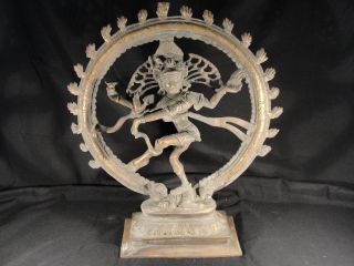 Large Bronze Hindu Shiva Nataraja Dancing Statue Jai Hindu God Figure 16 1/2 "