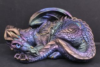 Windstone Editions Peacock Mother Queen Dragon Purple Blue Signed Pena 85