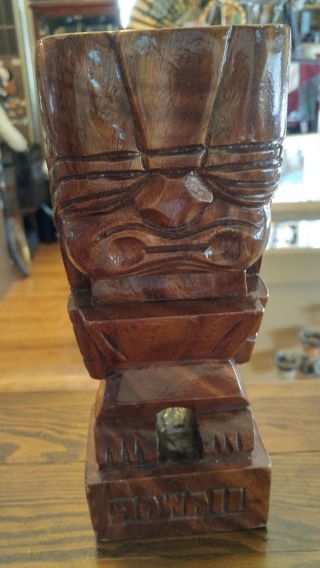 Carved Wood Hawaii Polynesian Tiki God Souvenir Folk Art Carving Statue 10 " Tall