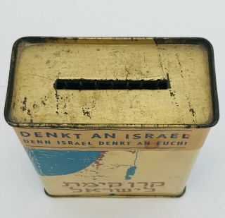 Judaica JNF/KKL Palestine made Rare Savings Box (Blue Box) 1930 ' s 3 5