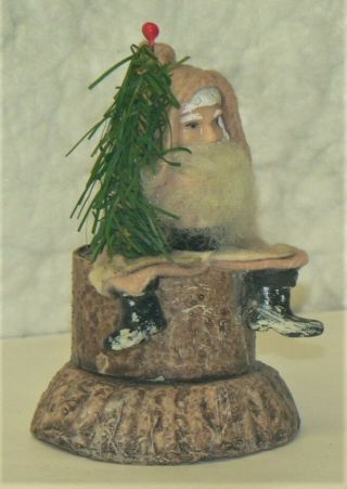 Antique Handcrafted German Santa Figurine Candy Container - 4.  5 " Tall