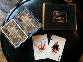 Vintage double deck playing cards slipcase advertising insurance co Kemper 1962 4
