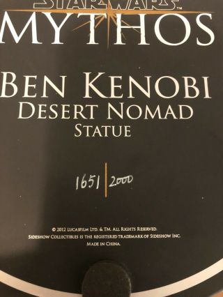Sideshow Obi Wan Ben Kenobi Mythos Statue - Desert Nomad - 1651/2000 9