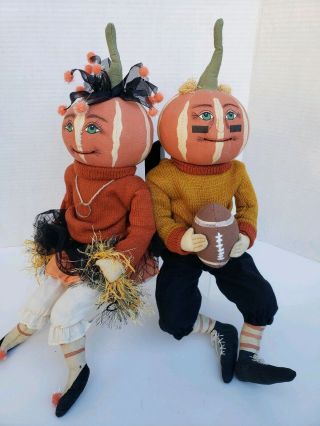 Joe Spencer Gathered Traditions Defense Dan Pumpkin Lucille Head Pumpkin Doll