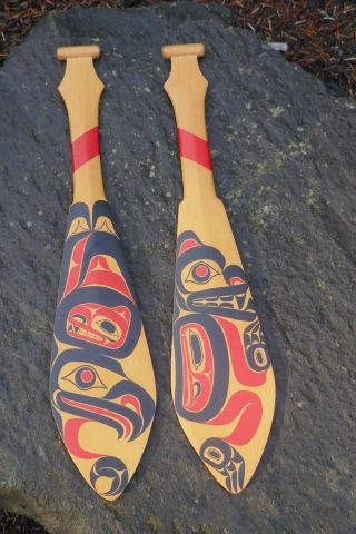 2005 Wayne G.  Price (tlingit) Native Master Carver Dancing Paddles