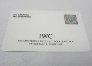 IWC Watch & Chronograph Guarantee/Service Book Open Blank Card Micro Fiber Cloth 6