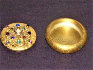 APOLLO Dresser Set Jeweled Gold Finish Tray Mirror Perfume Two Covered Boxes 6