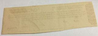 V Rare 1810 Potomac & Shenandoah Navigation Lottery Ticket.  G Washington Related 2