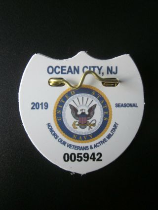 2019 Ocean City Jersey Veterans Seasonal Beach Badge/tag