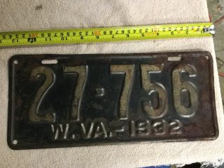 Vintage Collectible Antique License Plate West Virginia 1932
