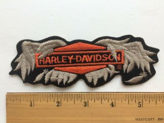 5 1/2 " Harley Davidson Broken Wing Patch Vintage Jacket Orange Grey Hog